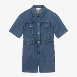 Michael Kors Kids-Girls Denim Romper in Sky Blue | Childrensalon Outlet