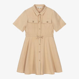 Michael Kors Kids-Элегантное бежевое платье из твила для девочек | Childrensalon Outlet