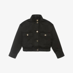 Michael Kors Kids-معطف ساتان أسود أنيق للبنات | Childrensalon Outlet