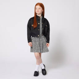 Michael Kors Kids-معطف ساتان أسود أنيق للبنات | Childrensalon Outlet