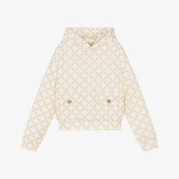 Michael Kors Kids-Girls Elegant Ivory & Beige Hoodie | Childrensalon Outlet