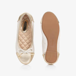 Michael Kors Kids-Girls Elegant Ivory Gold Ballet Flats | Childrensalon Outlet