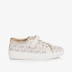 Michael Kors Kids-Girls Elegant Ivory Gold Sneakers | Childrensalon Outlet