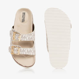 Michael Kors Kids-Girls Faux Leather Logo Buckle Sandals | Childrensalon Outlet