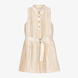 Michael Kors Kids-Girls Gleaming Belted Pleat Dress | Childrensalon Outlet