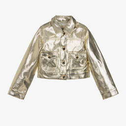 Michael Kors Kids-Girls Gold Faux Leather Jacket | Childrensalon Outlet