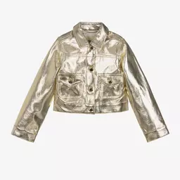 Michael Kors Kids-Girls Gold Faux Leather Jacket | Childrensalon Outlet