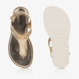 Michael Kors Kids-Girls Gold Logo Sandals | Childrensalon Outlet