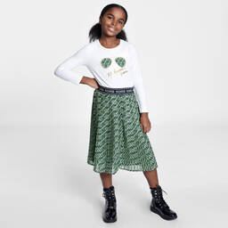 Michael Kors Kids-Girls Green Pleated Chiffon Skirt | Childrensalon Outlet