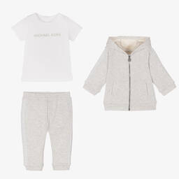 Michael Kors Kids-Girls Grey Cotton Tracksuit Set | Childrensalon Outlet
