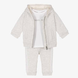 Michael Kors Kids-Girls Grey Cotton Tracksuit Set | Childrensalon Outlet
