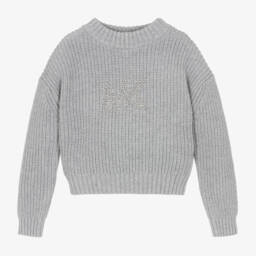 Michael Kors Kids-Girls Grey Diamanté Knit Jumper | Childrensalon Outlet