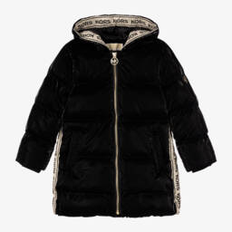 Michael Kors Kids-Girls Hooded Black Puffer Jacket | Childrensalon Outlet