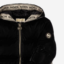 Michael Kors Kids-Girls Hooded Black Puffer Jacket | Childrensalon Outlet