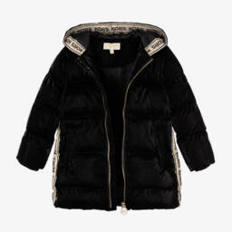 Michael Kors Kids-Girls Hooded Black Puffer Jacket | Childrensalon Outlet