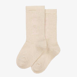Michael Kors Kids-Girls Ivory Cotton Glitter Socks | Childrensalon Outlet