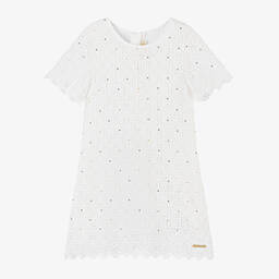 Michael Kors Kids-Girls Ivory Cotton Guipure Lace Dress | Childrensalon Outlet