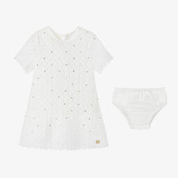 Michael Kors Kids-Girls Ivory Cotton Lace Dress | Childrensalon Outlet