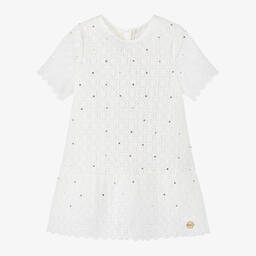 Michael Kors Kids-Girls Ivory Cotton Lace Dress | Childrensalon Outlet
