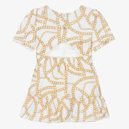 Michael Kors Kids-فستان قطن لون عاجي وذهبي | Childrensalon Outlet