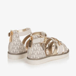 Michael Kors Kids-Girls Ivory Faux Leather Sandals | Childrensalon Outlet