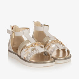Michael Kors Kids-Girls Ivory Faux Leather Sandals | Childrensalon Outlet