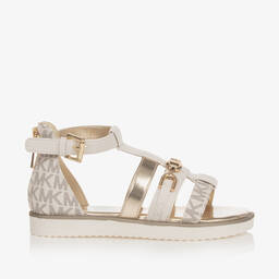 Michael Kors Kids-Girls Ivory Faux Leather Sandals | Childrensalon Outlet