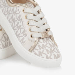 Michael Kors Kids-Girls Ivory & Gold Sneakers | Childrensalon Outlet