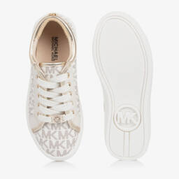 Michael Kors Kids-Girls Ivory & Gold Sneakers | Childrensalon Outlet