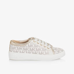 Michael Kors Kids-Girls Ivory & Gold Sneakers | Childrensalon Outlet