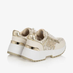 Michael Kors Kids-Girls Ivory Gold Sporty Sneakers | Childrensalon Outlet