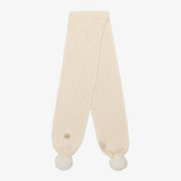 Michael Kors Kids-Girls Ivory Knit Pom-Pom Scarf | Childrensalon Outlet
