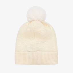 Michael Kors Kids-Girls Ivory Knitted Pom-Pom Hat | Childrensalon Outlet