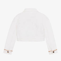 Michael Kors Kids-Girls Ivory Logo Denim Jacket | Childrensalon Outlet