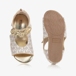 Michael Kors Kids-Girls Ivory MK Monogram Sandals | Childrensalon Outlet