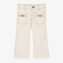Michael Kors Kids-Girls Ivory Wide Leg Denim Jeans | Childrensalon Outlet