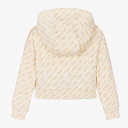 Michael Kors Kids- Girls Ivory Zip-Up Hooded Top | Childrensalon Outlet