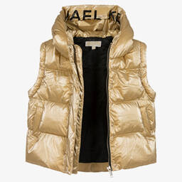 Michael Kors Kids-Girls Metallic Gold Puffer Jacket  | Childrensalon Outlet