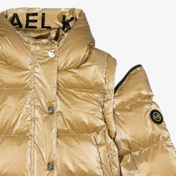 Michael Kors Kids-Girls Metallic Gold Puffer Jacket  | Childrensalon Outlet