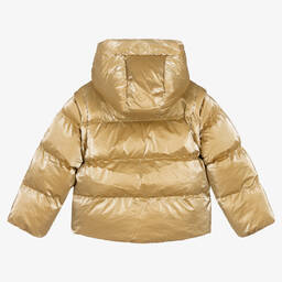 Michael Kors Kids-Girls Metallic Gold Puffer Jacket  | Childrensalon Outlet