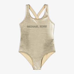Michael Kors Kids-Girls Metallic Gold Swimsuit | Childrensalon Outlet