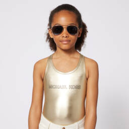 Michael Kors Kids-Girls Metallic Gold Swimsuit | Childrensalon Outlet