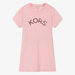 Michael Kors Kids-Girls Pink Cotton Jersey Logo Dress | Childrensalon Outlet