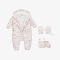 Michael Kors Kids-Girls Pink Logo Snuggle Snowsuit | Childrensalon Outlet