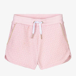 Michael Kors Kids-Girls Pink Viscose Logo Shorts | Childrensalon Outlet