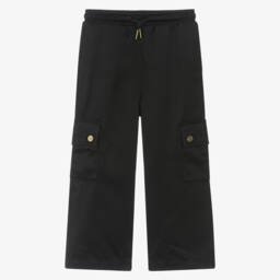 Michael Kors Kids-Girls Satin Black Cargo Pants | Childrensalon Outlet