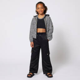 Michael Kors Kids-Girls Satin Black Cargo Pants | Childrensalon Outlet