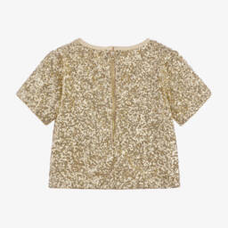 Michael Kors Kids-Girls Sequinned Gold Party Tee | Childrensalon Outlet