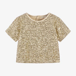 Michael Kors Kids-Girls Sequinned Gold Party Tee | Childrensalon Outlet