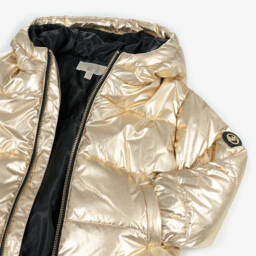 Michael Kors Kids-Girls Shimmering Gold Hooded Coat | Childrensalon Outlet